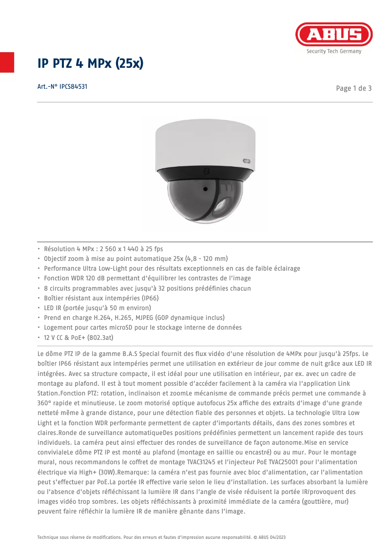 Imagen de la primera página del manual del dispositivo IPCS84531