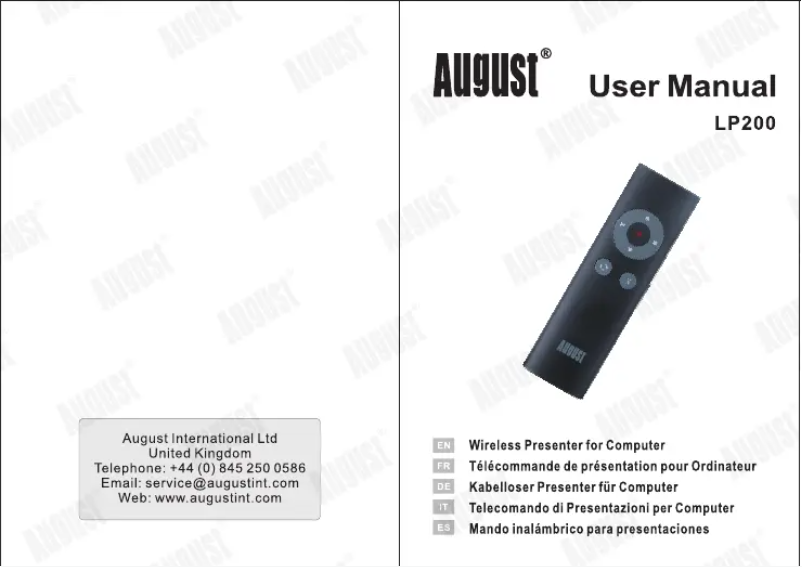 Imagen de la primera página del manual del dispositivo LP200