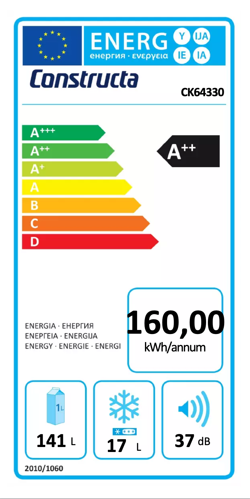 Página 1 del manual Etiqueta energética Constructa CK64330