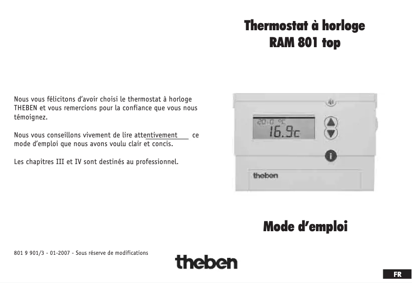 Imagen de la primera página del manual del dispositivo RAM 801 top