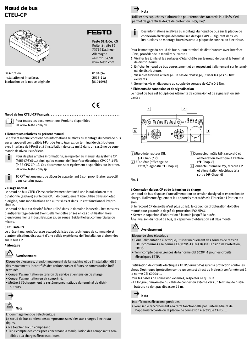 Página 1 del manual Manual de usuario Festo CTEU-CP