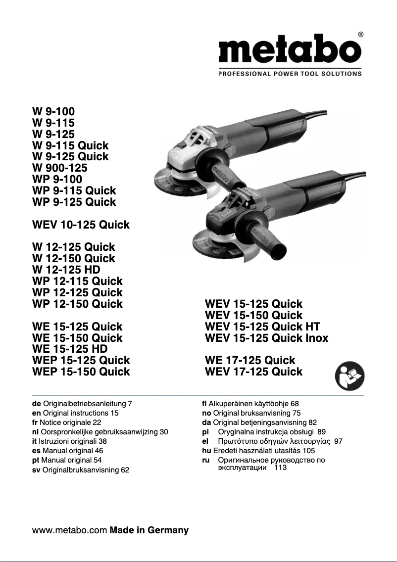 Página nº 1 - Manual de usuario Metabo WE 15-125 Quick