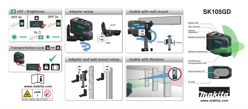 Página 1 del manual Manual de usuario Makita SK105GDZ