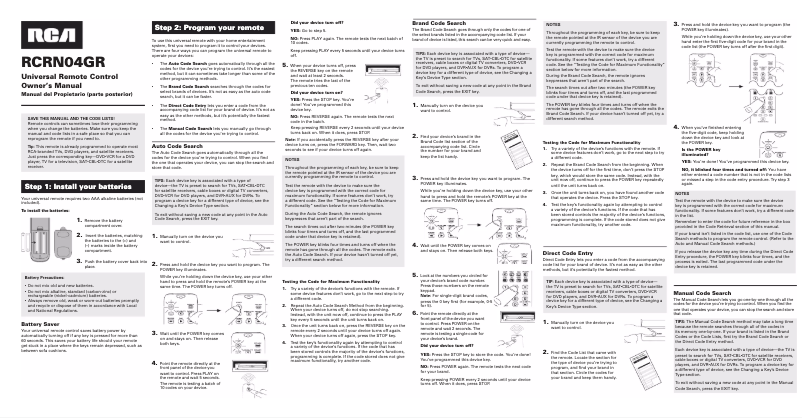 Página 1 del manual Manual de usuario audiovox RCRN04GR