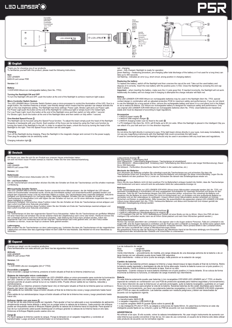 Página 1 del manual Manual de usuario Ledlenser P5R