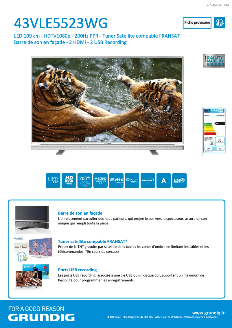 Página 1 del manual Manual de usuario Grundig 43VLE5523WG