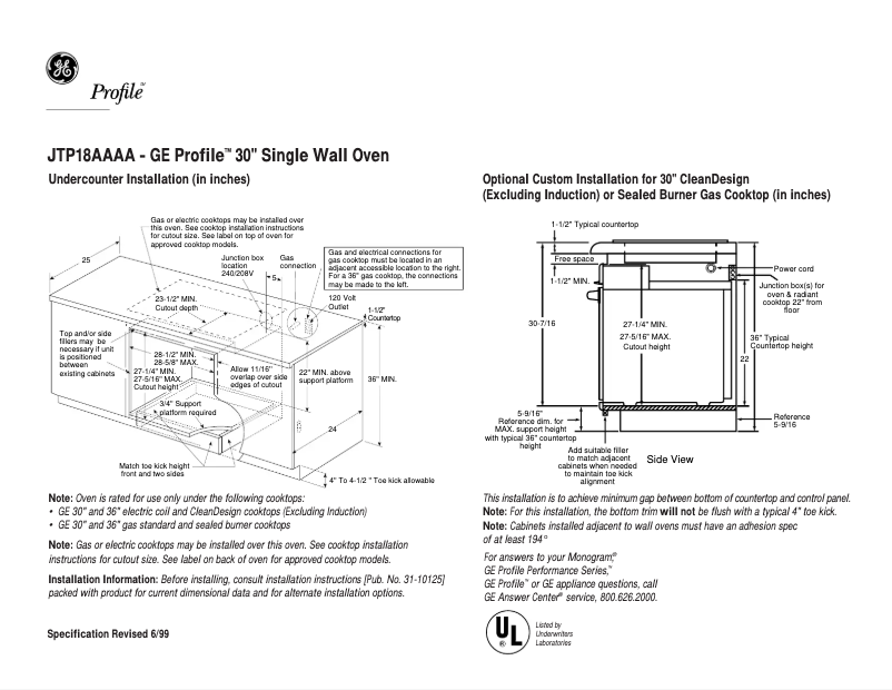 Imagen de la primera página del manual del dispositivo Profile JTP18AAAA