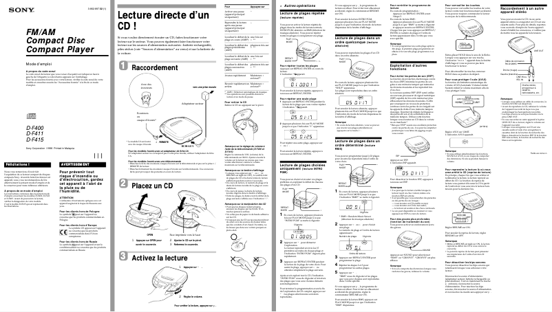 Página 1 del manual Manual de usuario Sony D-F415