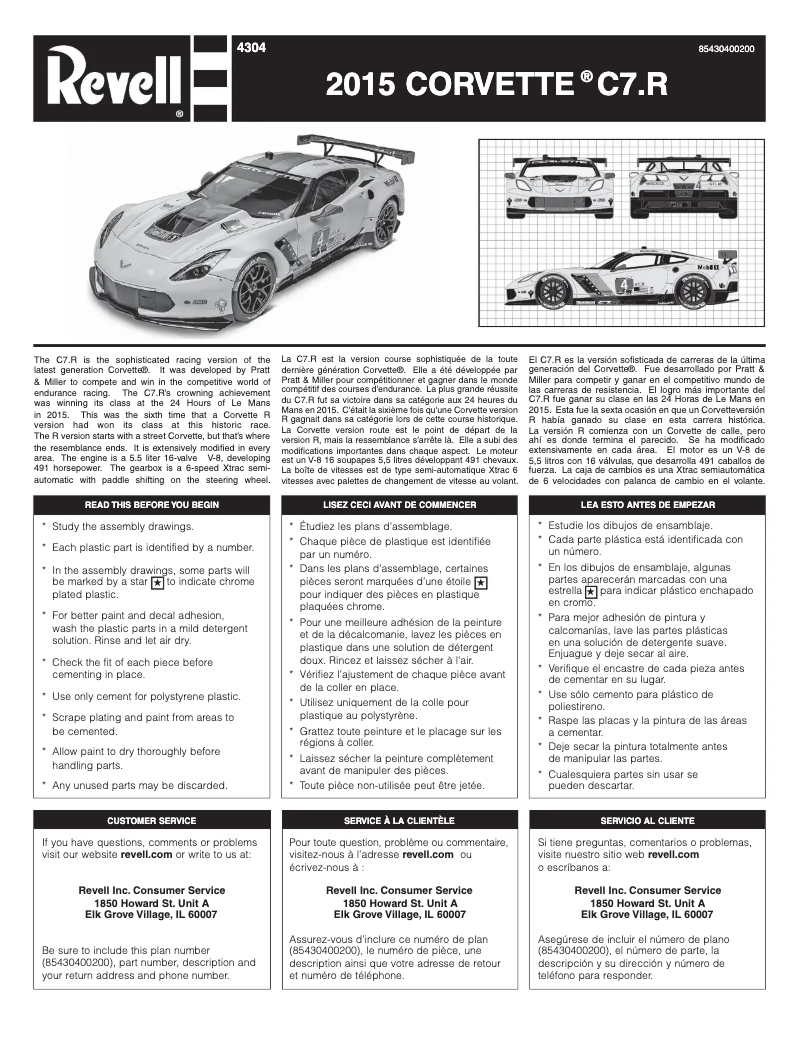 Imagen de la primera página del manual del dispositivo Corvette C7.R