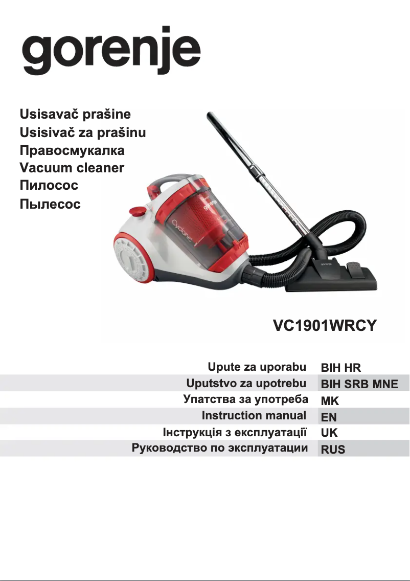 Página 1 del manual Manual de usuario Gorenje VC1901WRCY