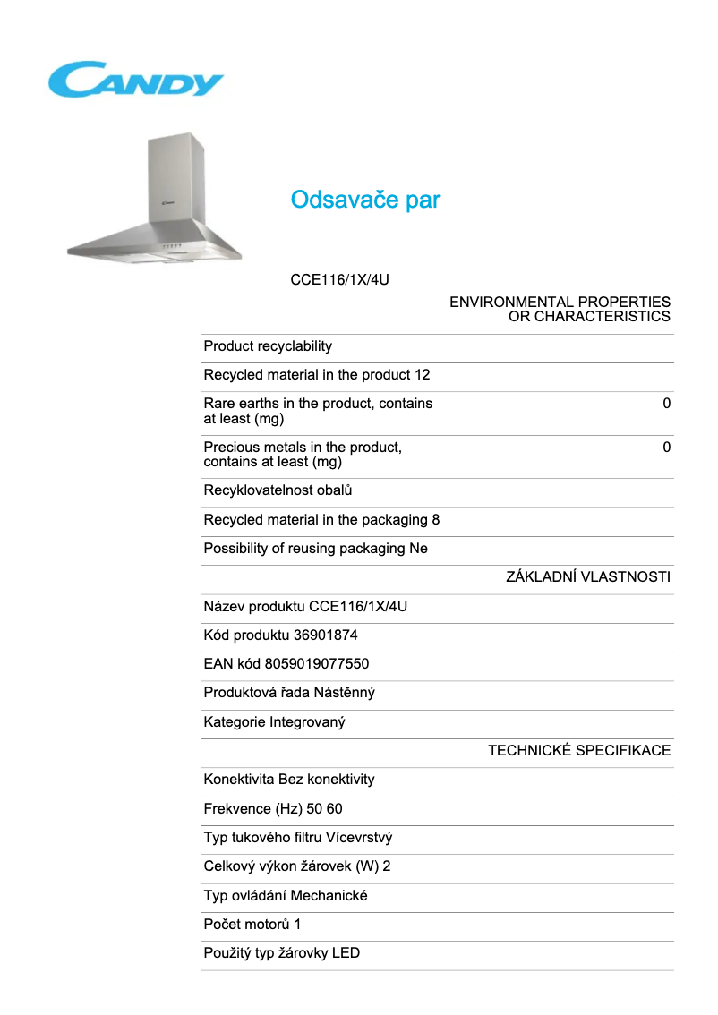 Imagen de la primera página del manual del dispositivo CCE116/1X/4U