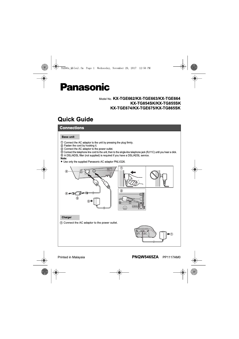 Imagen de la primera página del manual del dispositivo KX-TGE662