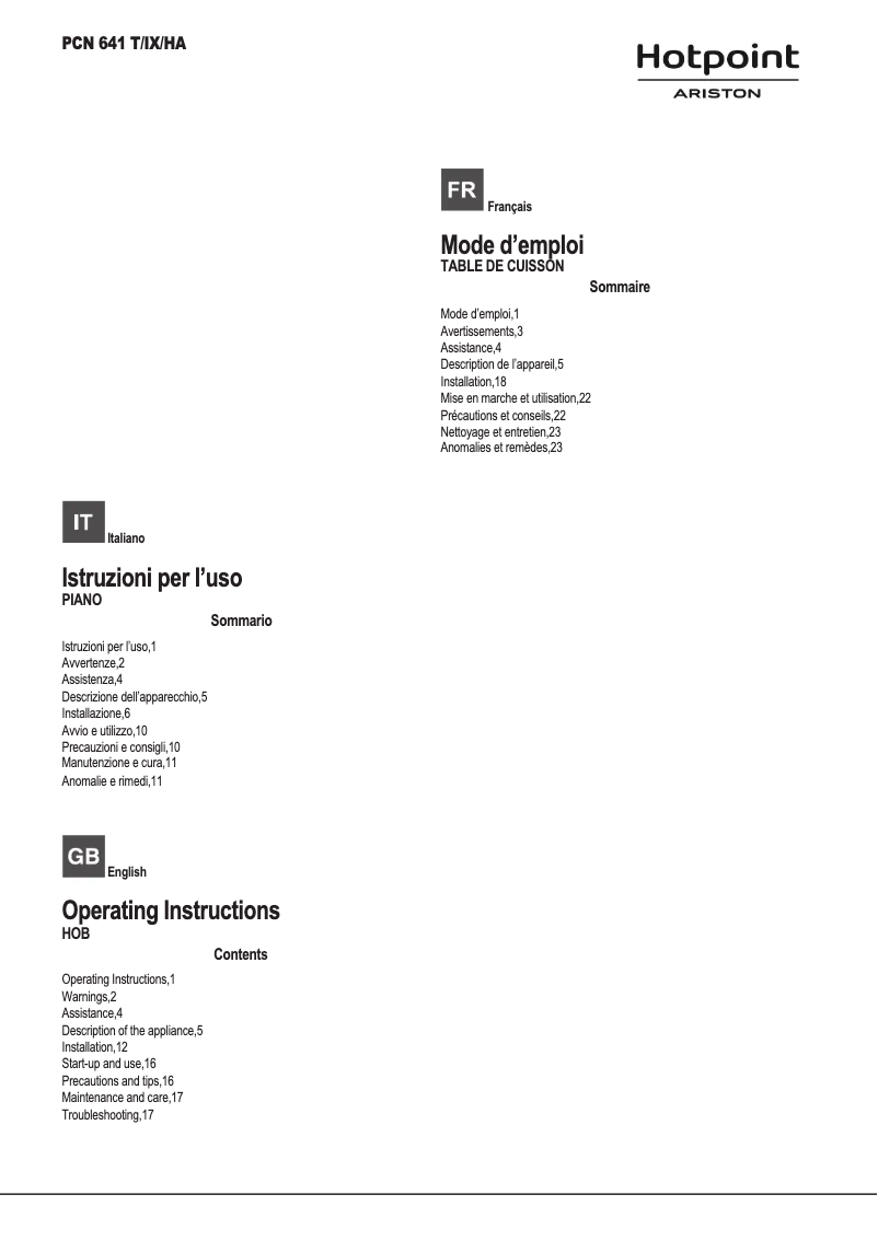 Imagen de la primera página del manual del dispositivo PCN 641 T/IX/HA