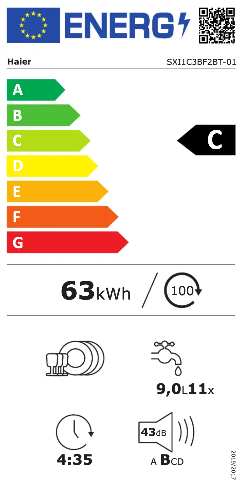 Página 1 del manual Etiqueta energética Haier SXI1C3BF2BT-01