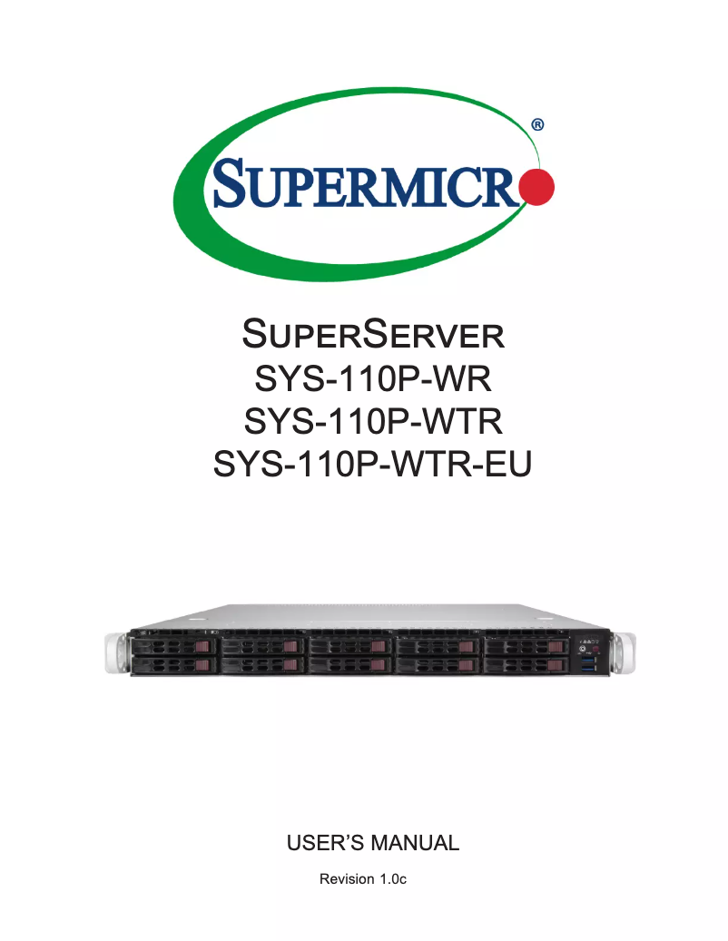 Página 1 del manual Manual de usuario Supermicro SuperServer SYS-110P-WR