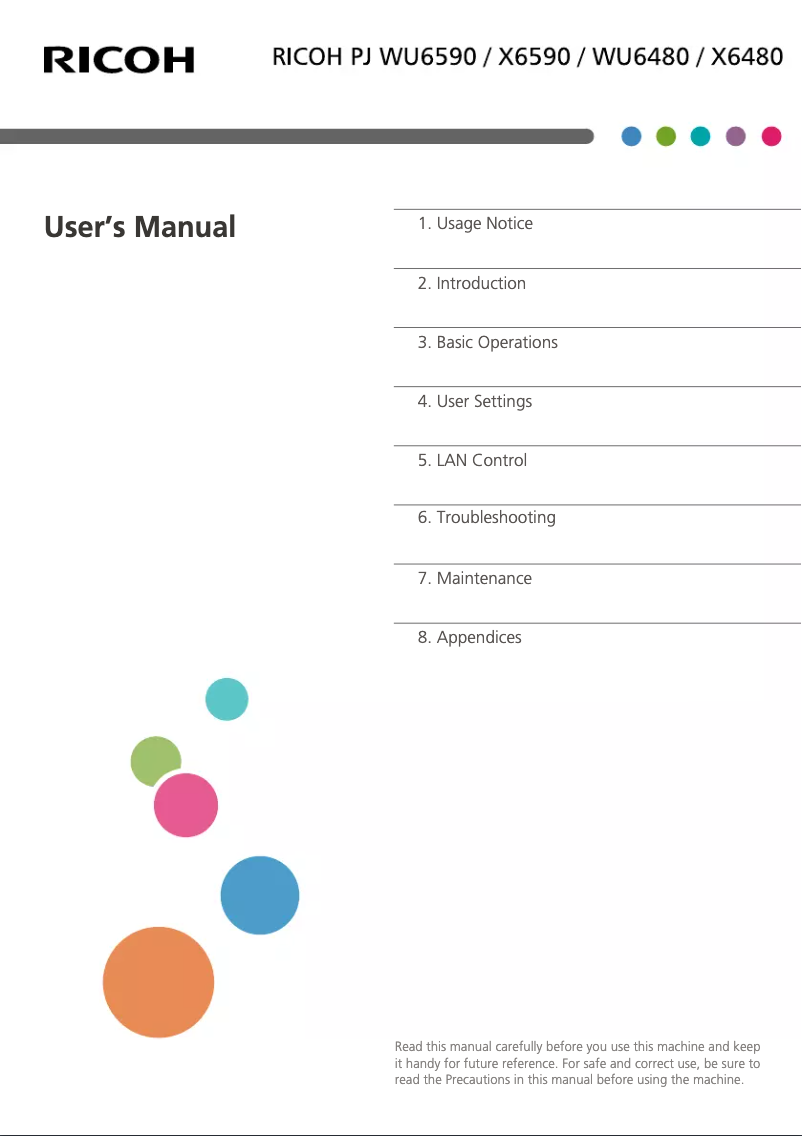 Página nº 1 - Manual de usuario Ricoh PJ X6480