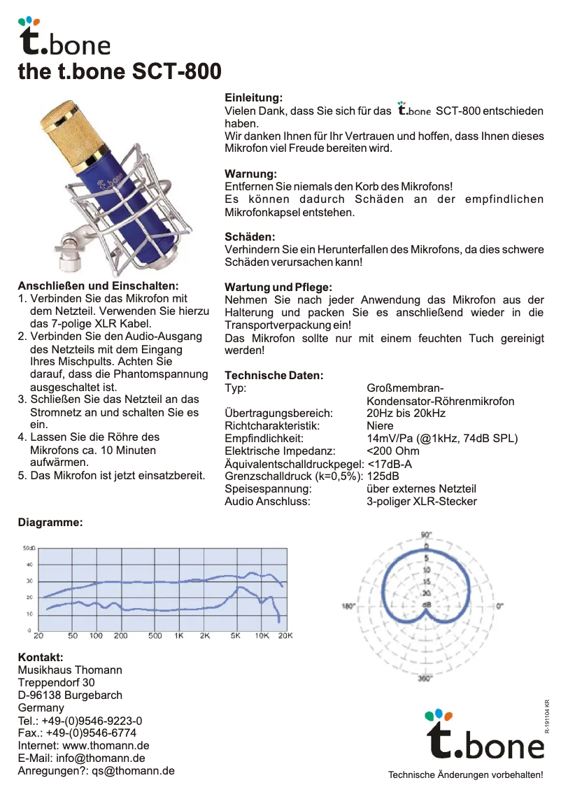 Página 1 del manual Manual de usuario the t.bone SCT-800