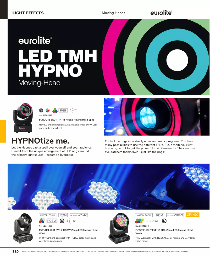 Página 1 del manual Catálogo Futurelight EYE-19 HCL Zoom