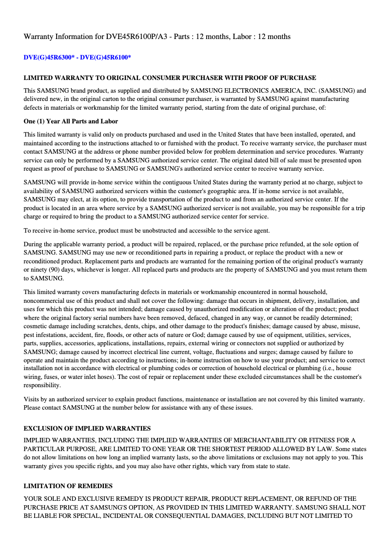 Imagen de la primera página del manual del dispositivo DVE45R6100P