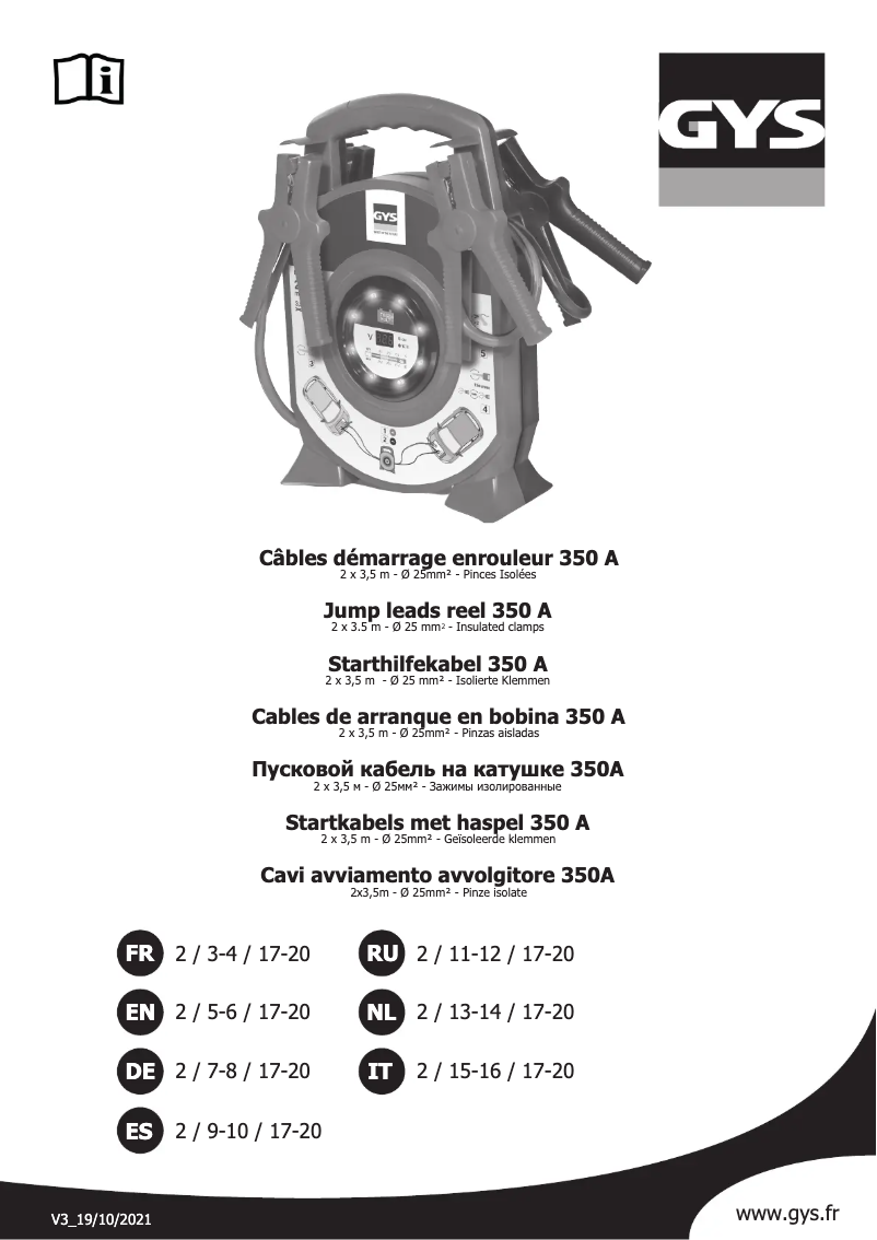 Imagen de la primera página del manual del dispositivo Jump Leads PRO 500A