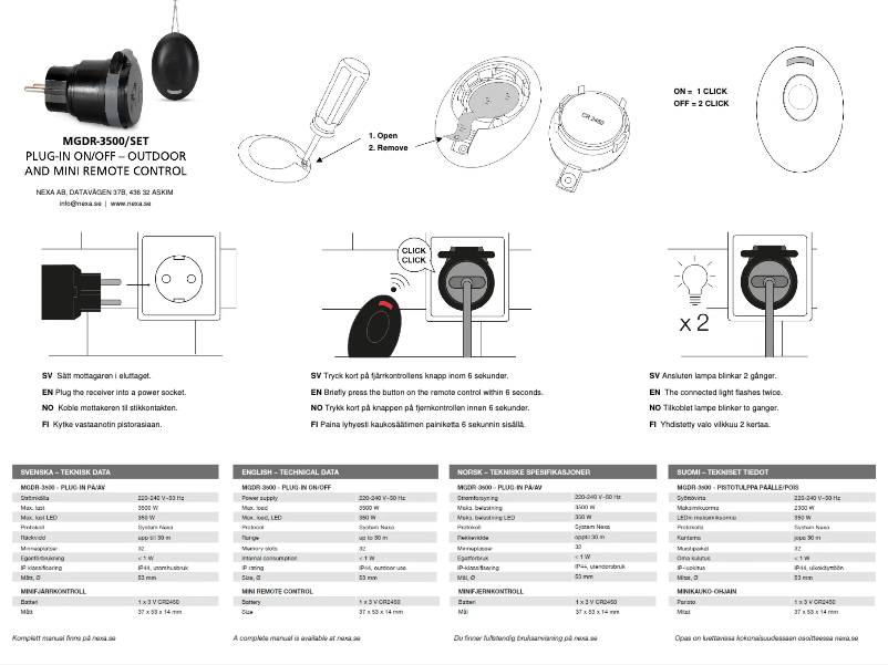 Página 1 del manual Manual de usuario Nexa MGDR-3500/SET