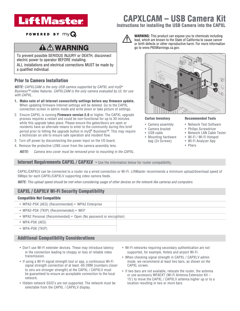 Página 1 del manual Manual de usuario LiftMaster CAPXLCAM