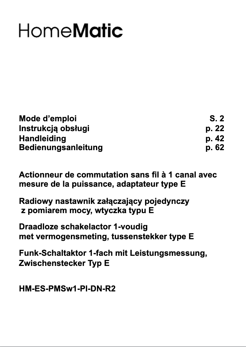 Página 1 del manual Manual de usuario eQ-3 eQ-3 AG HM-ES-PMSw1-Pl-DN-R2