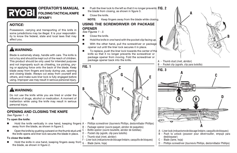 Página nº 1 - Manual de usuario RYOBI RFKMF1