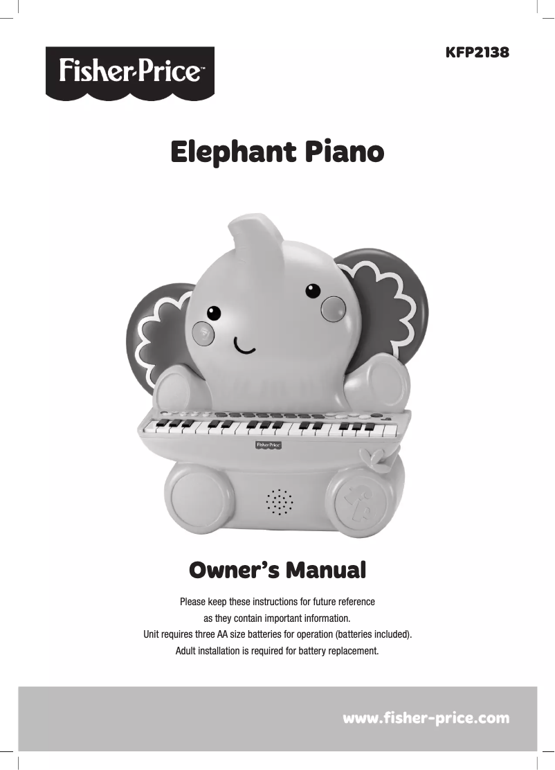 Página 1 del manual Manual de usuario Fisher Price Elephant Piano KFP2138