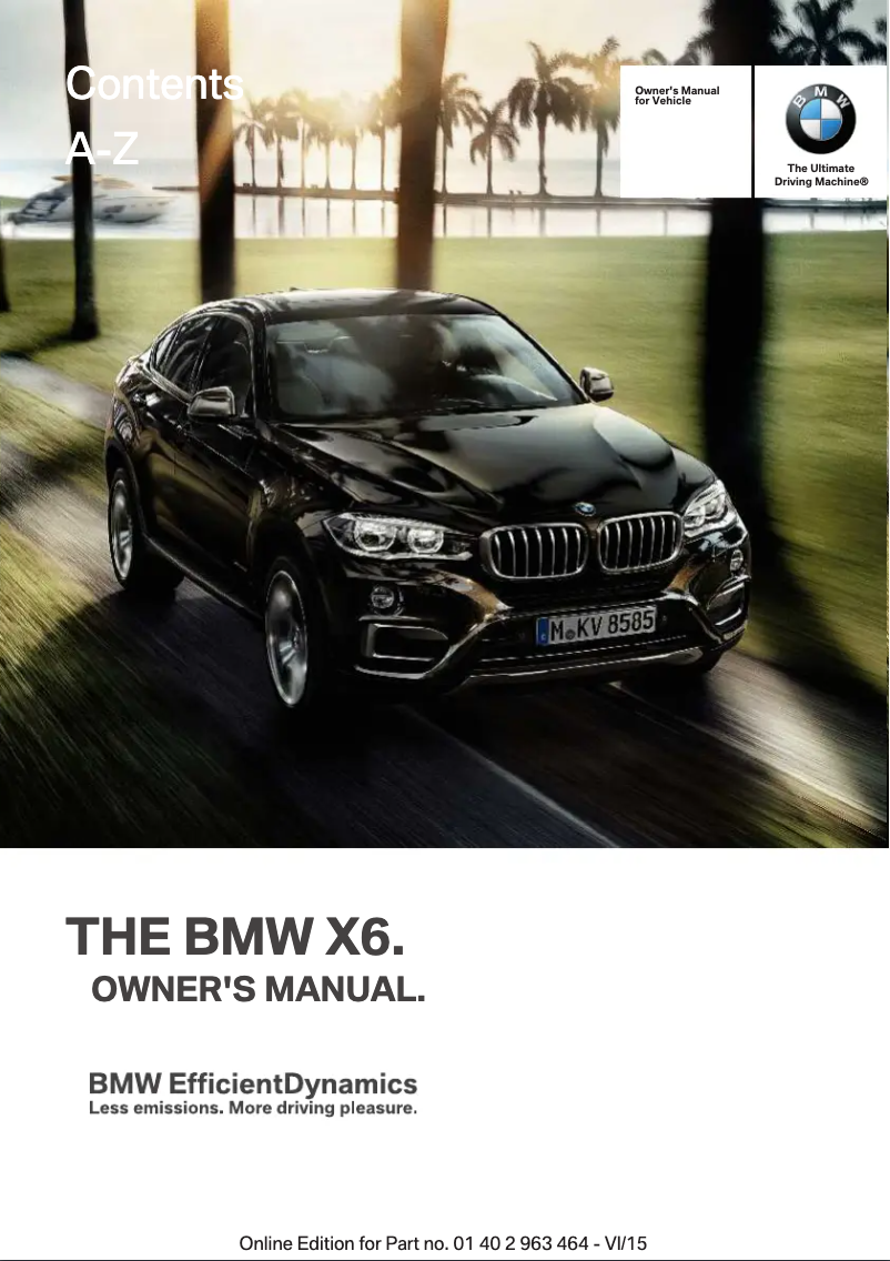 Imagen de la primera página del manual del dispositivo X6 xDrive50i (2016)