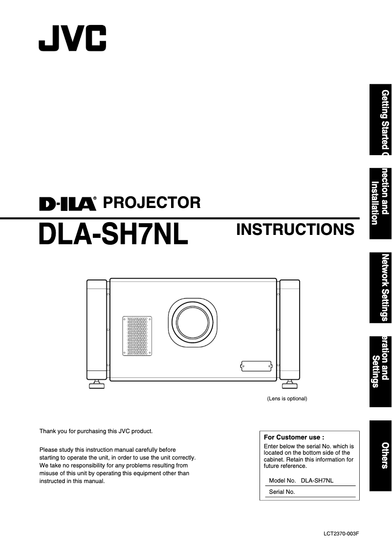 Imagen de la primera página del manual del dispositivo DLA-SH7NL