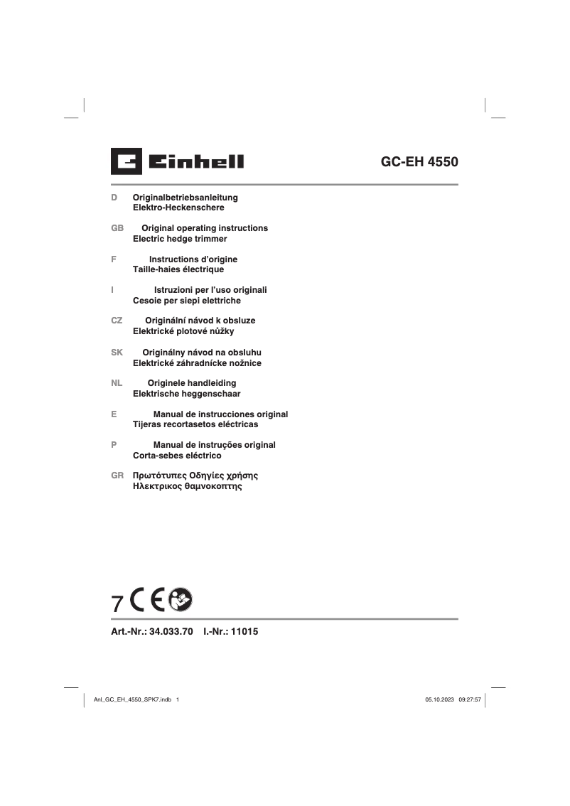 Página nº 1 - Manual de usuario Einhell GC-EH 4550