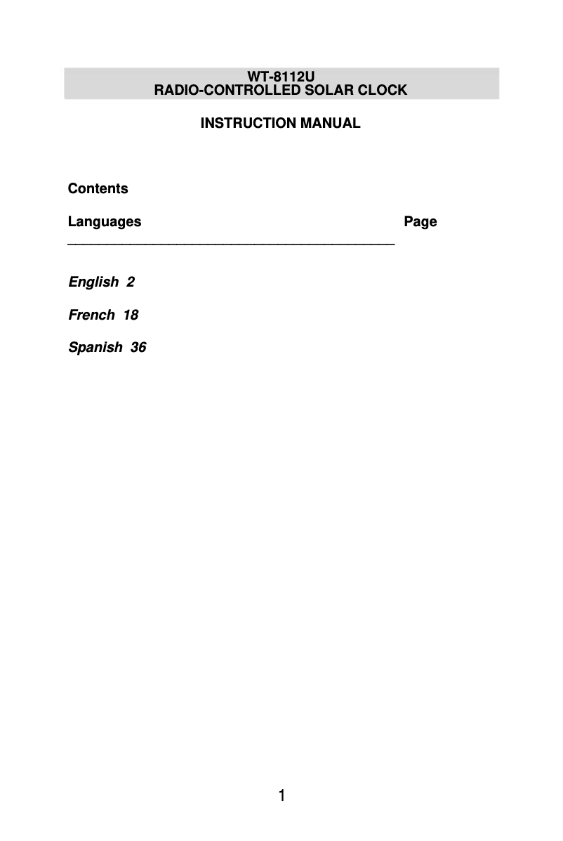 Página 1 del manual Manual de usuario La Crosse Technology WT-8112U-WH