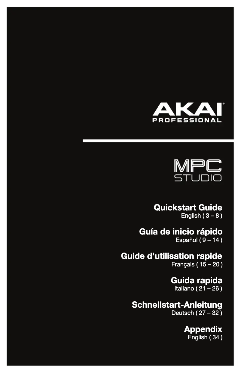 Imagen de la primera página del manual del dispositivo MPC Studio