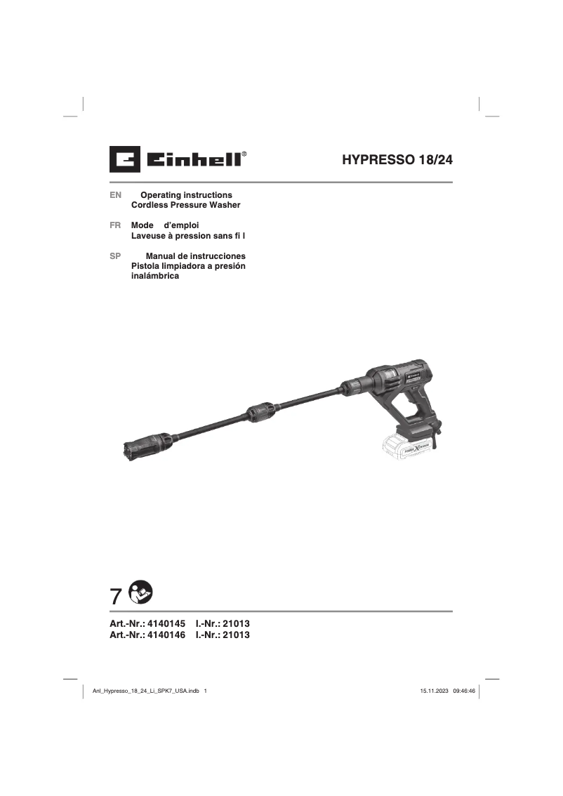 Página nº 1 - Manual de usuario Einhell HYPRESSO 18/24