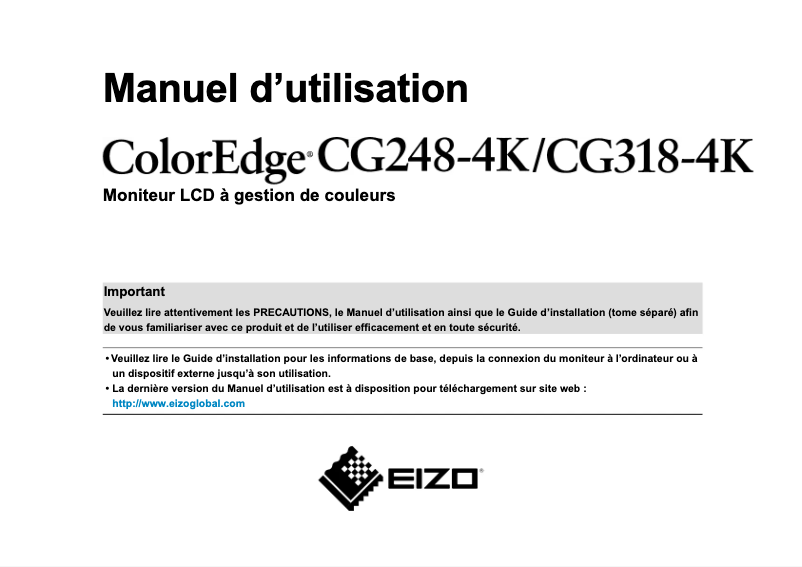 Página 1 del manual Manual de usuario Eizo CG318-4K