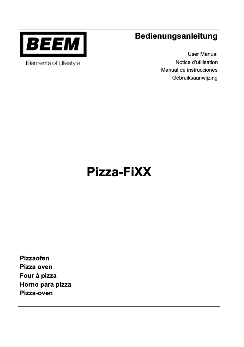 Imagen de la primera página del manual del dispositivo Pizza-FiXX