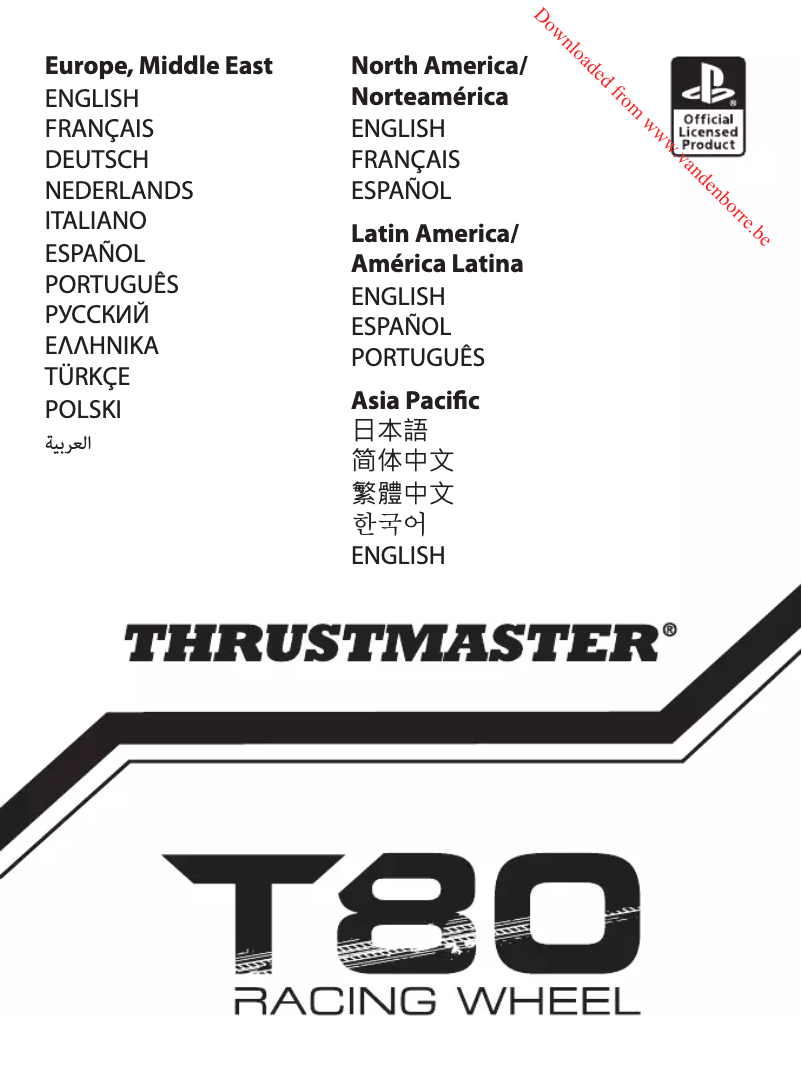 Imagen de la primera página del manual del dispositivo T80 Racing Wheel