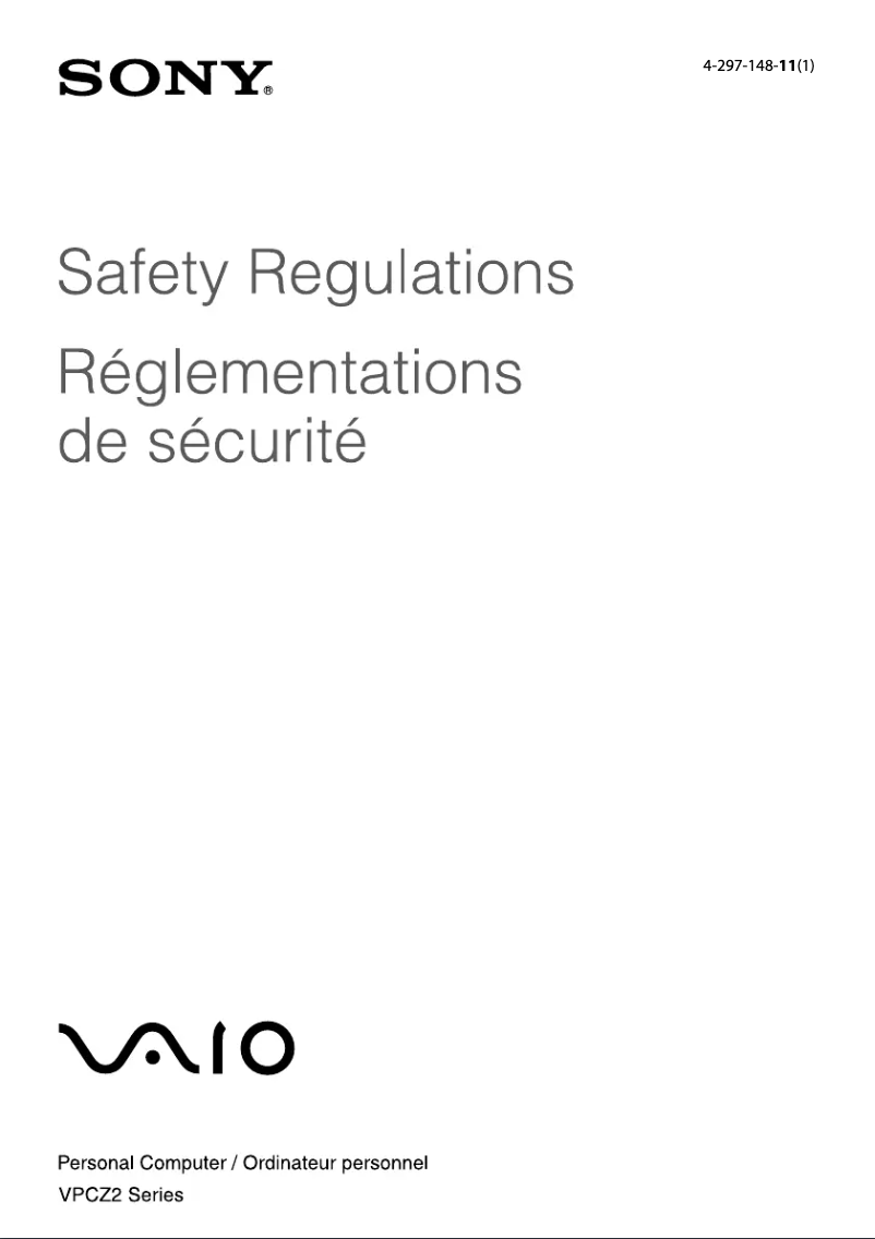 Página 1 del manual Instrucciones de seguridad Sony Vaio VPCZ2290X