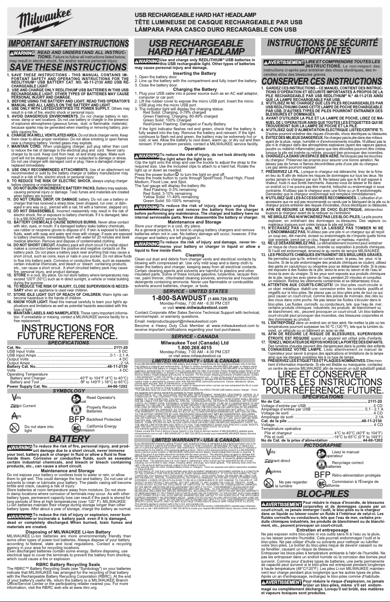 Página 1 del manual Manual de usuario Milwaukee 2113-21