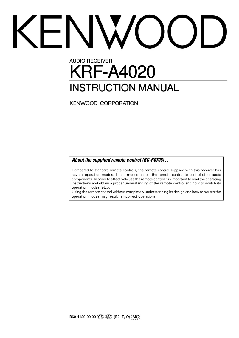 Página nº 1 - Manual de usuario Kenwood KRF-A4020