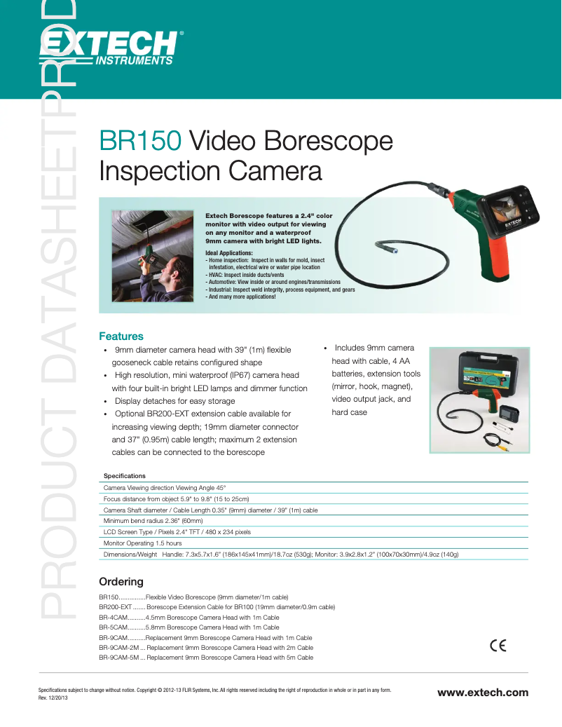 Página 1 del manual Ficha técnica Extech BR150