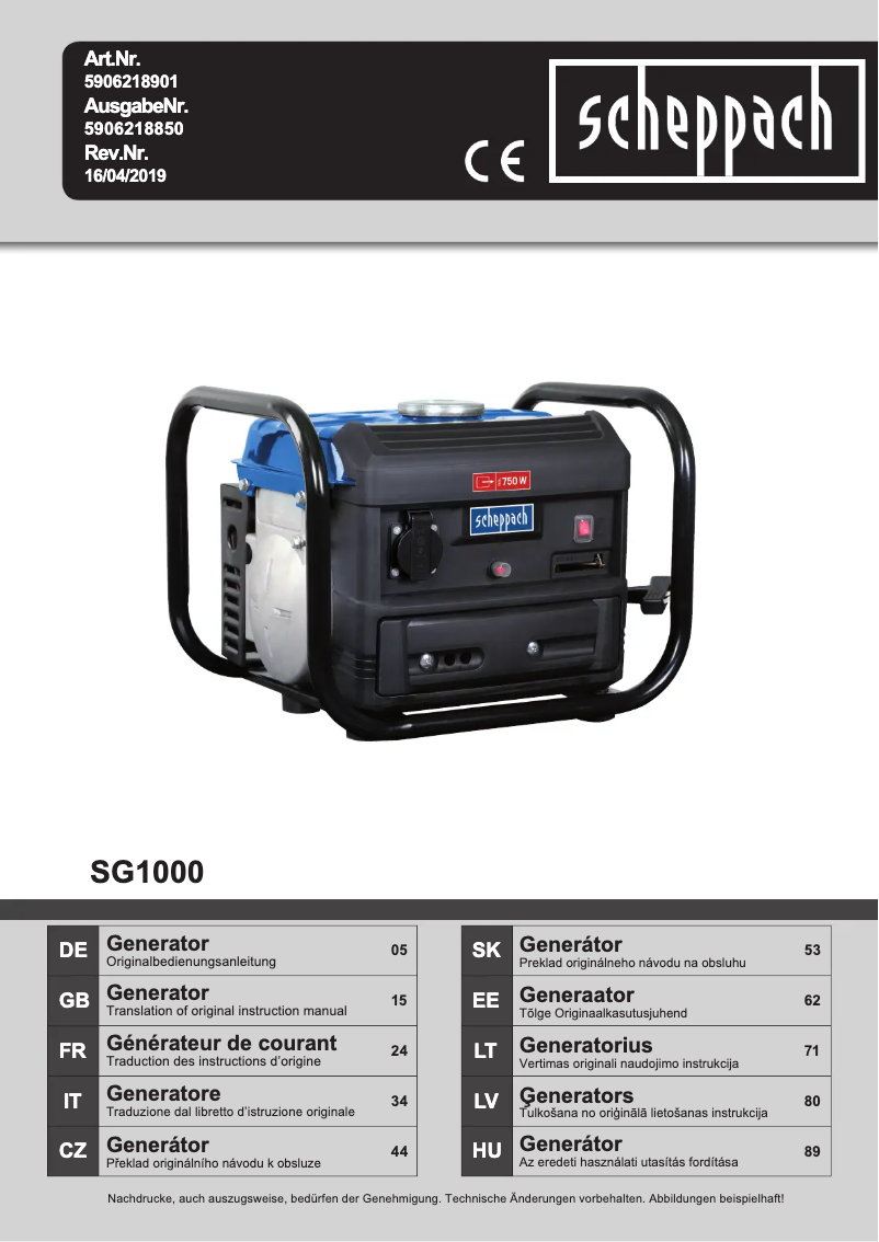 Imagen de la primera página del manual del dispositivo SG1000