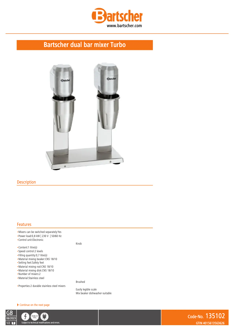 Imagen de la primera página del manual del dispositivo 135102