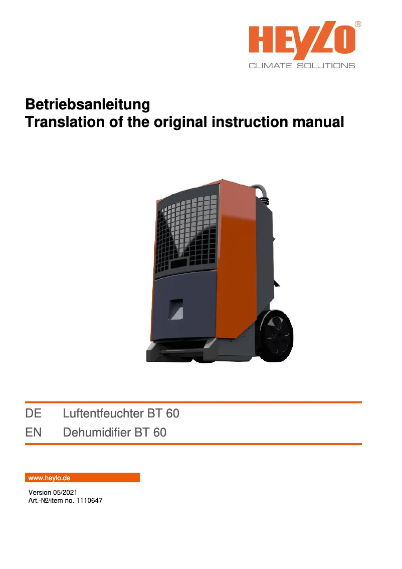 Imagen de la primera página del manual del dispositivo BT 60