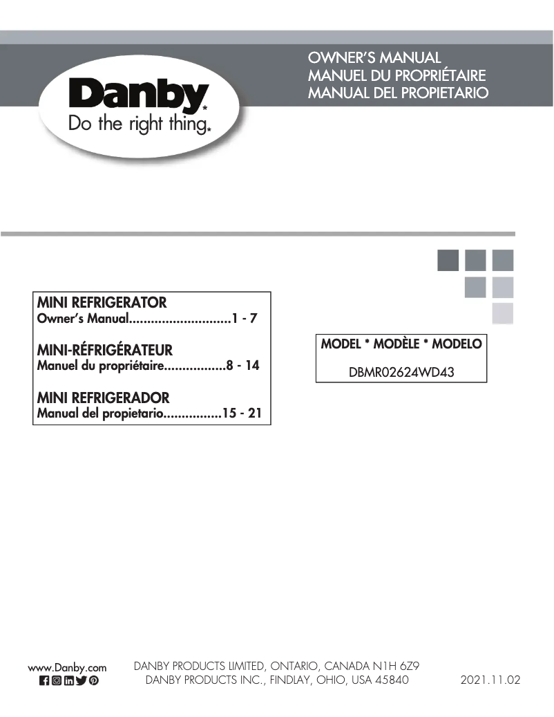 Imagen de la primera página del manual del dispositivo DBMR02624WD43