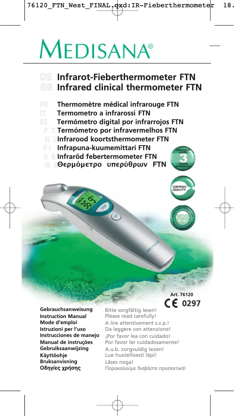 Imagen de la primera página del manual del dispositivo Infrared clinical thermometer