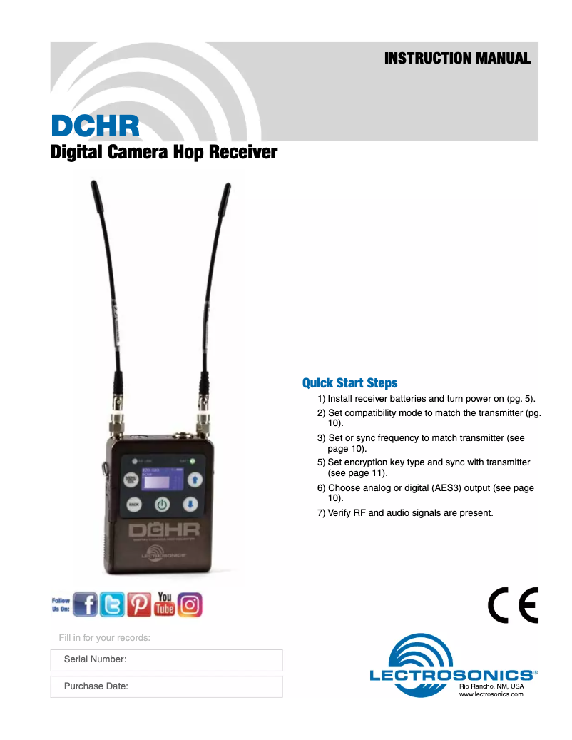 Imagen de la primera página del manual del dispositivo DCHR