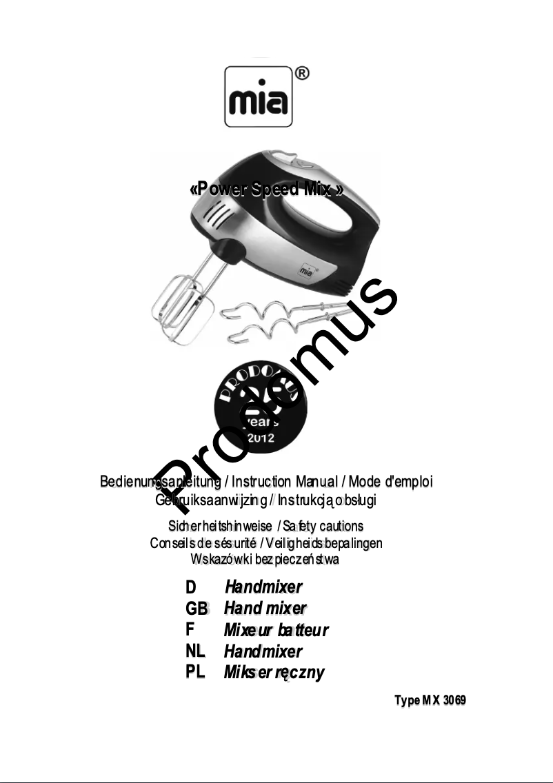 Imagen de la primera página del manual del dispositivo MX 3069
