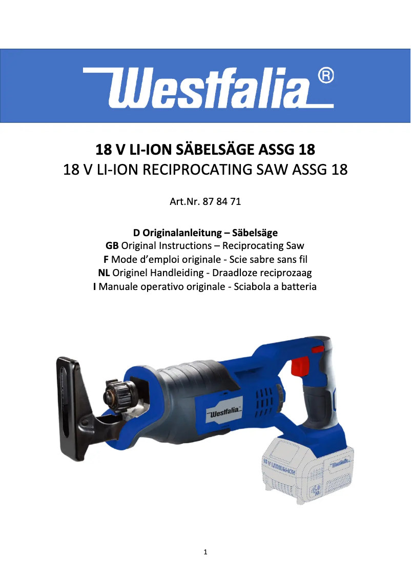 Imagen de la primera página del manual del dispositivo ASSG 18
